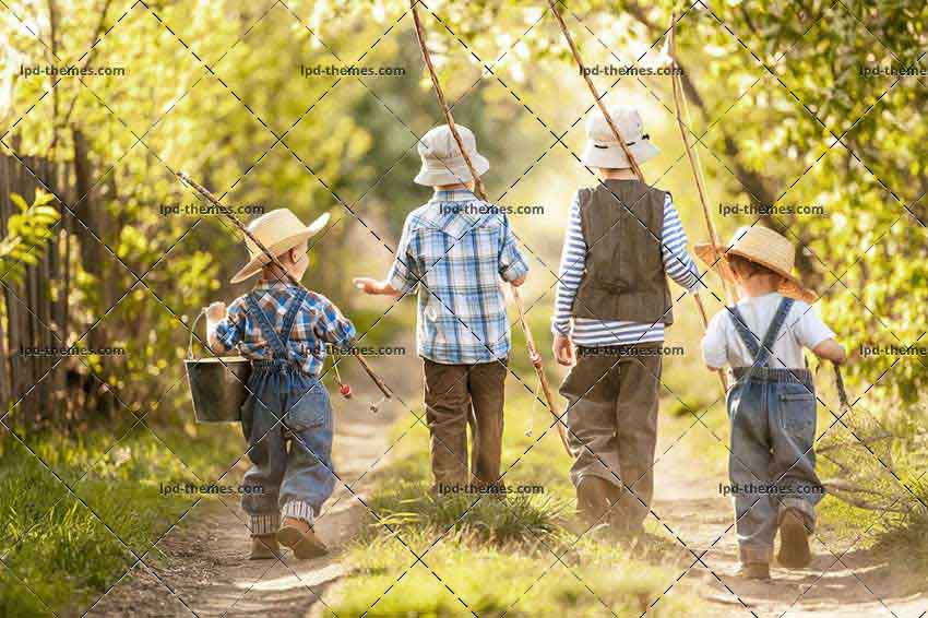 Four Boys With Fishing Rods